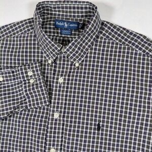Ralph Lauren Yarmouth Mens Long Sleeve Plaid Button Down Shirt Size 17 34/35